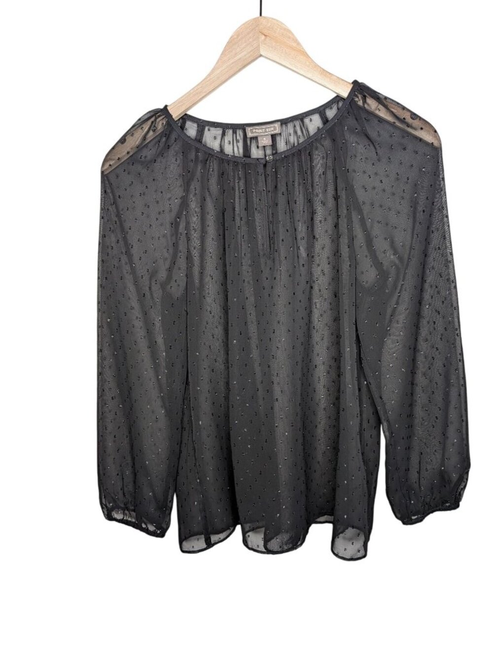 Point Sur Sheer Black Polka Dot Whimsigoth Blouse Size S